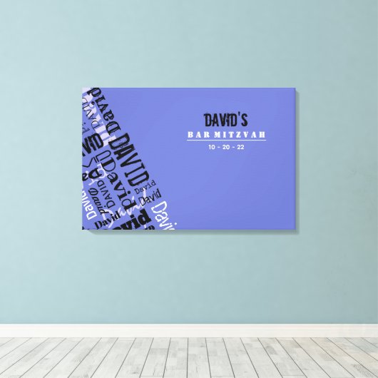 JOUW NAAM Bar Bat Mitzvah Sign-In Board Canvas Afdruk (Insitu (Houten vloer))