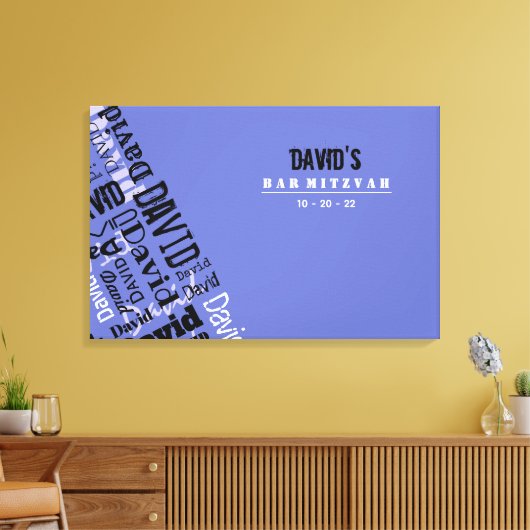 JOUW NAAM Bar Bat Mitzvah Sign-In Board Canvas Afdruk (Insitu (Woonkamer))