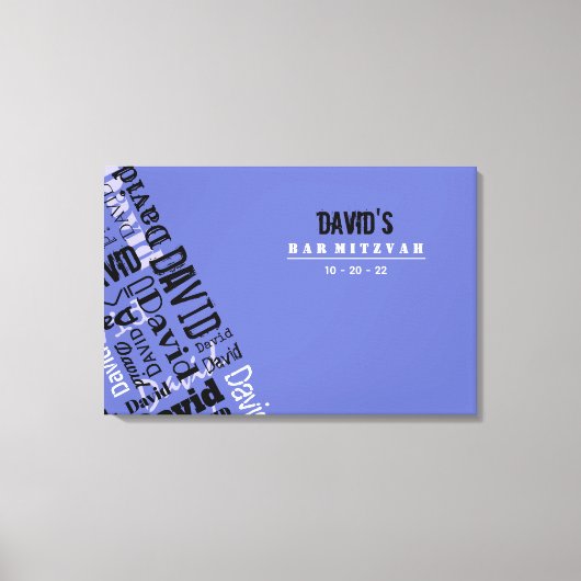 JOUW NAAM Bar Bat Mitzvah Sign-In Board Canvas Afdruk (Voorkant)