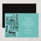 JOUW NAAM  Bar Bat Mitzvah Uitnodiging (Voorkant / Achterkant)