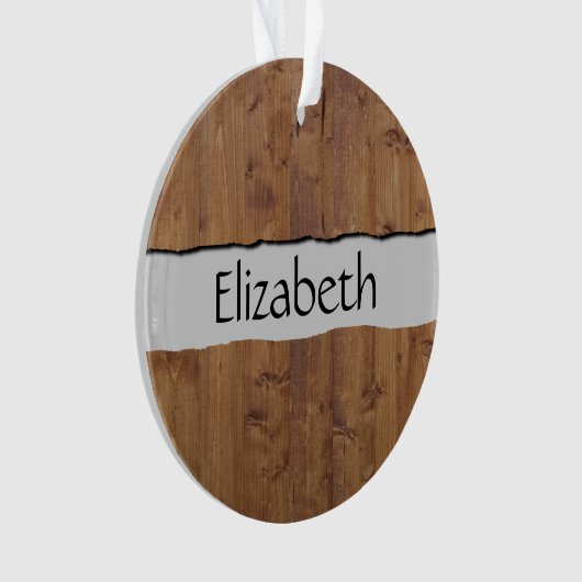 jouw naam - Barn Wall gemaakt van oude houten plan Ornament (voorkant)
