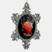 Jouw naam Basketball Artwork Aangepast keramisch g Tin Sneeuwvlok Ornament (Links)