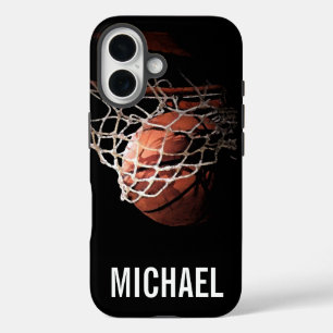 Jouw naam Basketball Artwork iPhone 16 Hoesje