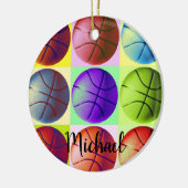 Jouw naam Basketball Artwork Keramisch Ornament (Links)