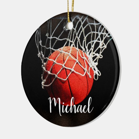 Jouw naam Basketball Artwork Keramisch Ornament (Links)