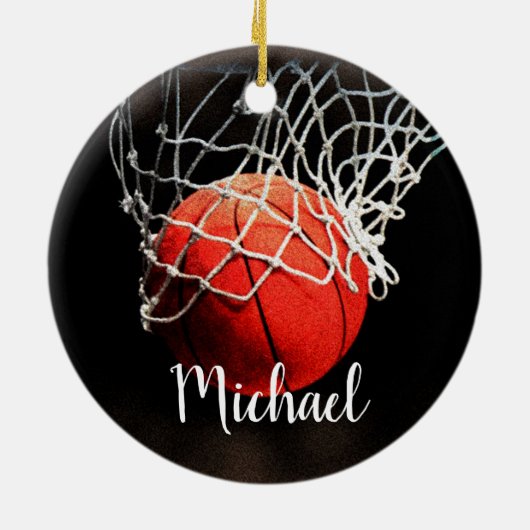 Jouw naam Basketball Artwork Keramisch Ornament (Achterkant)