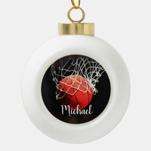 Jouw naam Basketball Artwork Keramische Bal Ornament