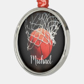 Jouw naam Basketball Artwork Metalen Ornament (Links)