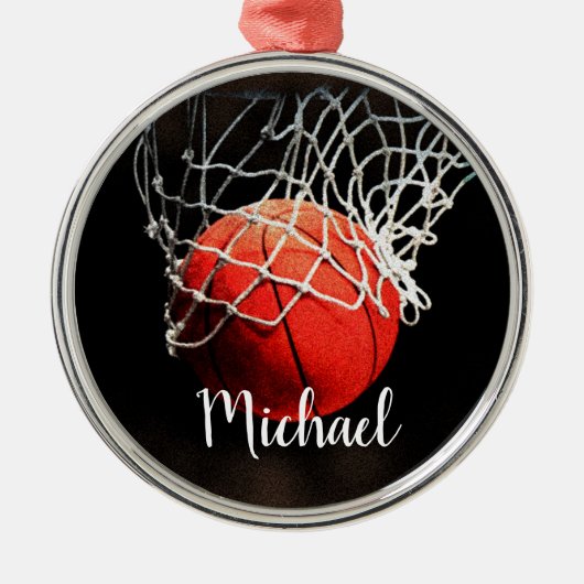 Jouw naam Basketball Artwork Metalen Ornament (Voorkant)