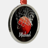 Jouw naam Basketball Artwork Metalen Ornament (Rechts)
