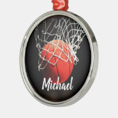 Jouw naam Basketball Artwork Metalen Ornament (Links)