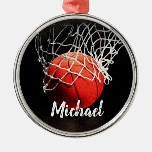 Jouw naam Basketball Artwork Metalen Ornament (Voorkant)