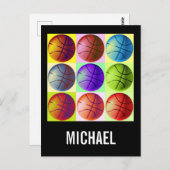 Jouw naam  Basketball Artwork Pop Art Briefkaart (Voorkant / Achterkant)