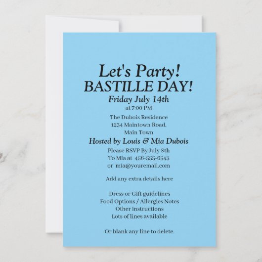 Jouw naam Bastille-dag 14 juli viering feest Kaart (Achterkant)