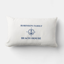 Jouw naam Beach House Compass Anchor White Kussen