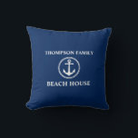 Jouw naam Beach House Zee Anchor Blue Kussen<br><div class="desc">Jouw naam Beach House Zee Anchor Blue Sierkussen Cushion</div>
