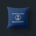 Jouw naam Beach House Zee Anchor Blue Kussen<br><div class="desc">Jouw naam Beach House Zee Anchor Blue Sierkussen Cushion</div>