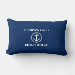 Jouw naam Beach House Zee Anchor Blue Kussen