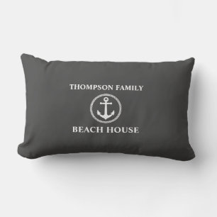 Jouw naam Beach House Zee Anchor Grey Kussen