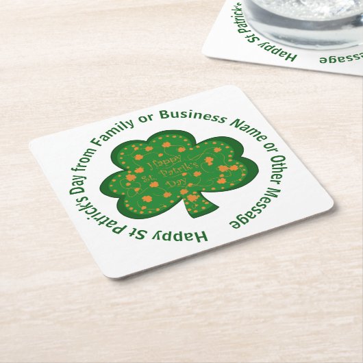 Jouw naam bericht Sint Patricks Dag Groene Slaapst Kartonnen Onderzetters (Schuin)