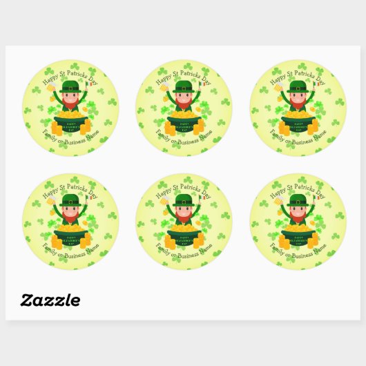 Jouw naam bericht Sint Patricks Day Leprechaun Gol Ronde Sticker (Vel)