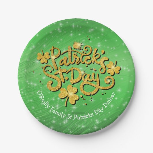 Jouw naam Bericht St Patricks Day Gold Shamrock Papieren Bordje (Voorkant)