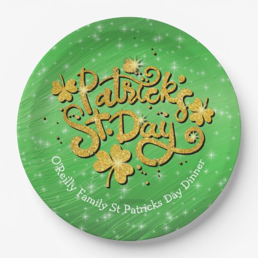 Jouw naam Bericht St Patricks Day Gold Shamrock Papieren Bordje (Voorkant)
