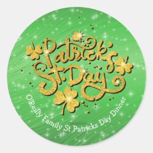 Jouw naam Bericht St Patricks Day Gold Shamrock Ronde Sticker