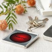 Jouw naam Big Red Button Sleutelhanger (Zijkant)