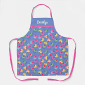 Jouw naam, blauw, jummie cupcakes, retro- schort (Voorkant)