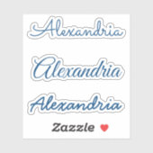 Jouw naam Blauwe handgeschreven scripts Sticker (Vel)