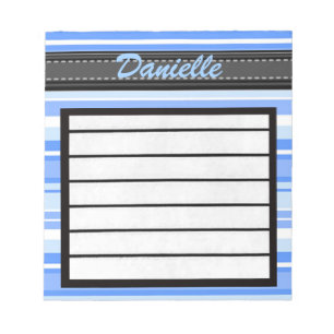 Jouw naam Blauwe strepen Notitieblok toevoegen