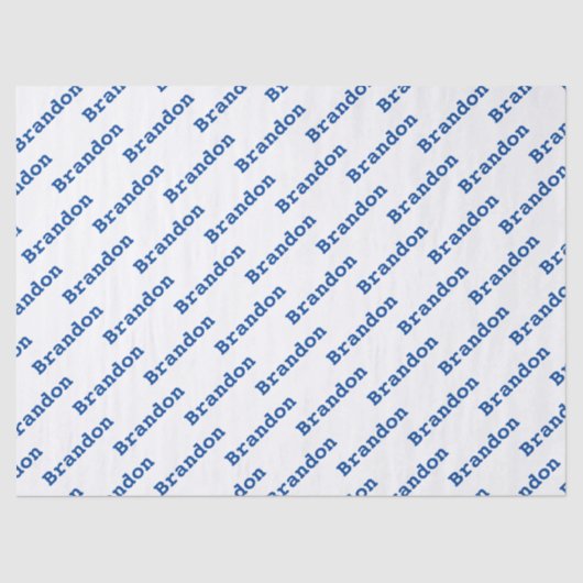 jouw naam Blue/White Birthday Text Pattern Tissuepapier (Voorkant)