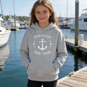 Jouw naam & Boat  Anchor Stars Grey & White