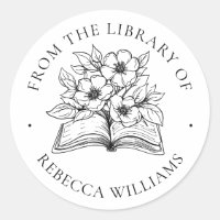 Jouw naam Boek & Bloemen Ex Libris Boekplaat