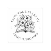 Jouw naam Boek & Bloemen "Uit de Bibliotheek van" Rubberstempel (Afrduk)