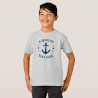 Jouw naam & Boot  Anker Sterren Blauw & Grijs