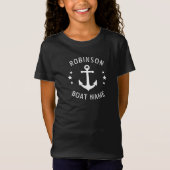 Jouw naam & Boot  Anker Sterren Zwart Wit T-shirt (Voorkant)