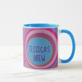Jouw naam Brew. Klokroze Paars blauw Oranje Mok