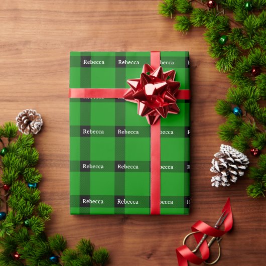Jouw Naam Buffalo Plaid Cadeaupapier (Feestdagen Geschenken)