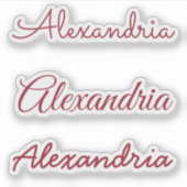 Jouw naam Burgundy Handgeschreven Script-versies Sticker (Voorkant)