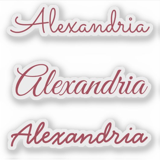 Jouw naam Burgundy Handgeschreven Script-versies Sticker (Voorkant)