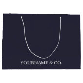 jouw naam Business Navy Large Gift Bag Groot Cadeauzakje (Achterkant)