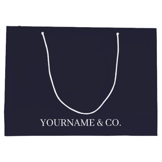 jouw naam Business Navy Large Gift Bag Groot Cadeauzakje (Achterkant)