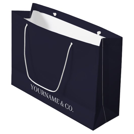 jouw naam Business Navy Large Gift Bag Groot Cadeauzakje (Voorkant Gekanteld)