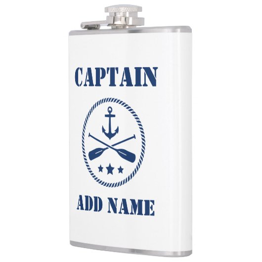 Jouw naam Captain Flask Anker & riemen Heupfles (Links)