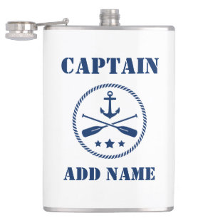 Jouw naam Captain Flask Anker & riemen Heupfles