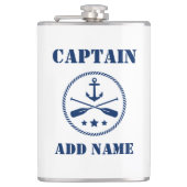 Jouw naam Captain Flask Anker & riemen Heupfles (Voorkant)
