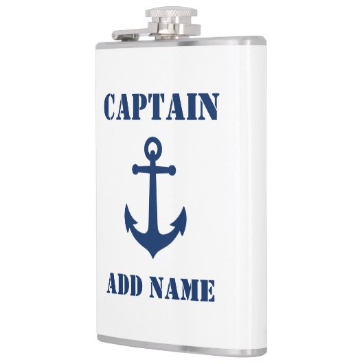 Jouw naam Captain Flask  Anker Wit Heupfles (Links)
