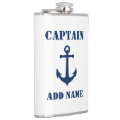 Jouw naam Captain Flask Anker Wit Heupfles (Rechts)